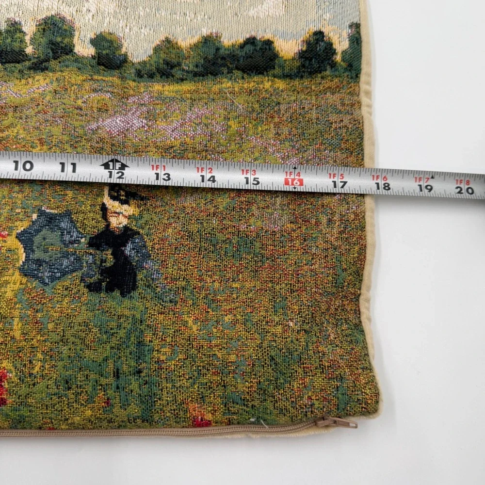 Metrax-Craye Monet Coquelicots Tapestry Pillow Cover 18x18 Made in Belgium